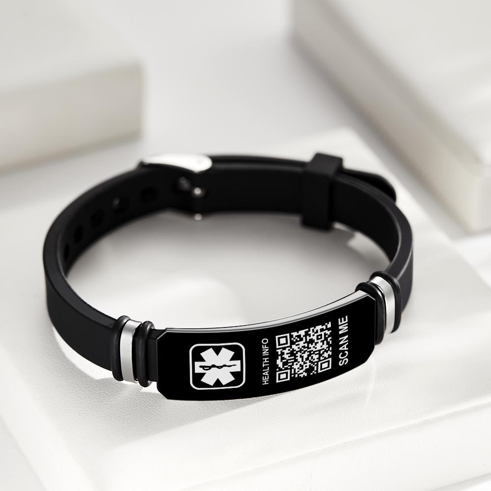 Custom Medical Bracelets with QR Code Custom Emergency Medical Information Men's Gifts - soufeeluk