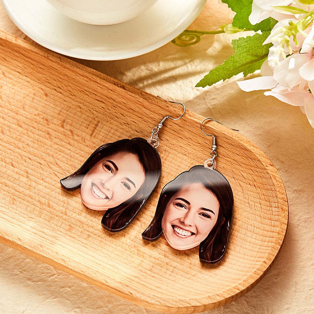Custom Photo Face Earrings Acrylic Earrings Personalised Face Earrings Gift - soufeeluk