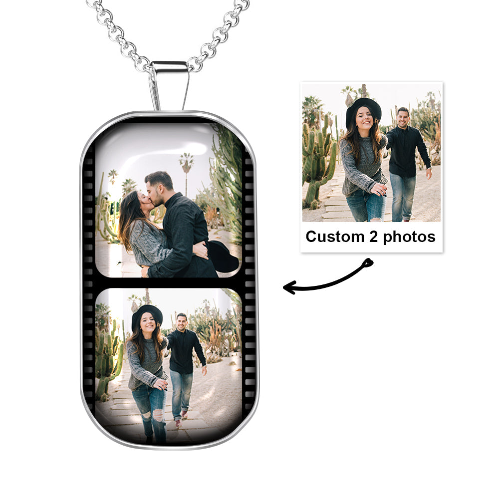 Personalised Custom Photo Filmstrip Necklace for Couples Family - soufeeluk