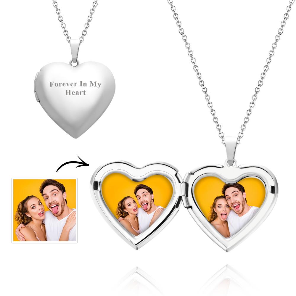 Custom Photo Engraved Neckalce Heart Pendant Exquisite Couple Gifts - soufeeluk