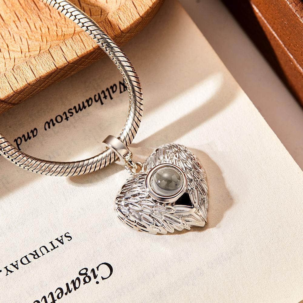 Projection Heart Personalised Photo Pendant Dangle Charm Pet Memorial Suitable for Bracelets Necklaces - soufeeluk