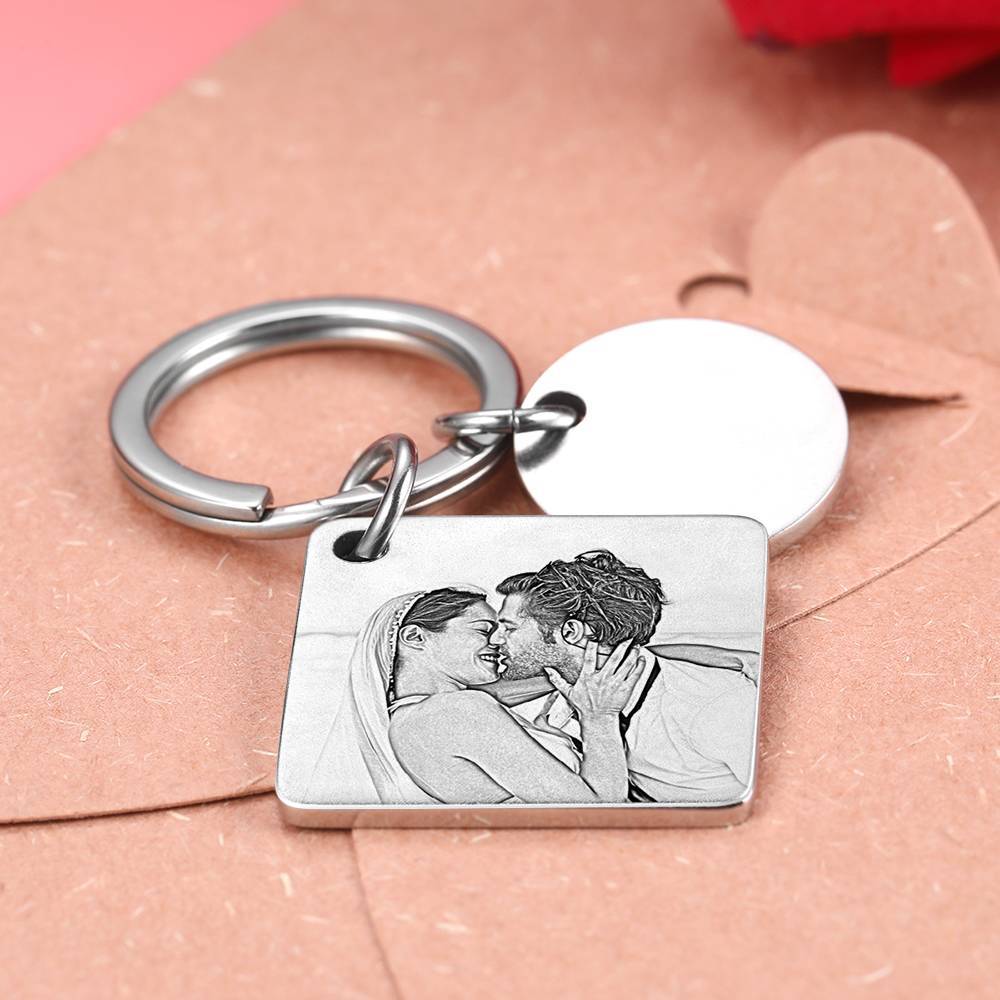 Custom Photo Engraved Calendar Silver Keyring Key Chain | Best Anniversary Gift - soufeeluk