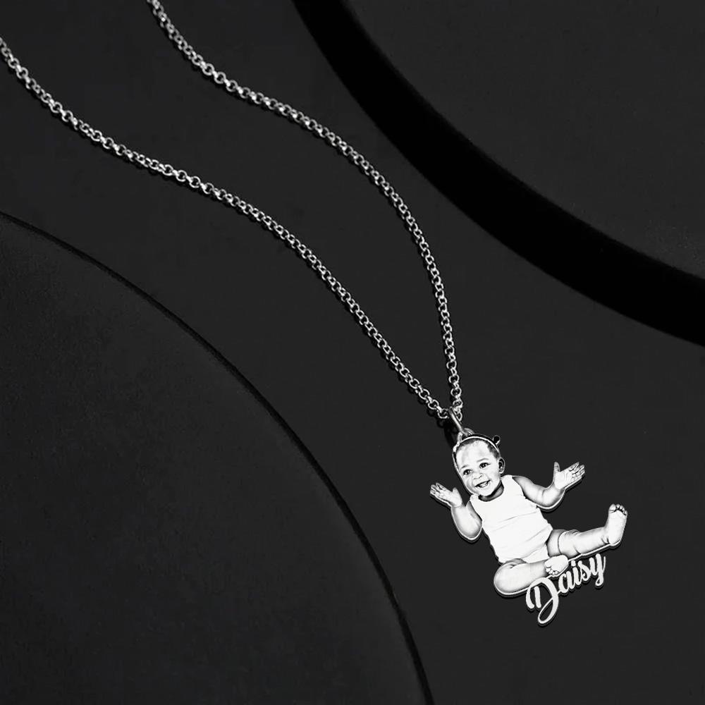 Custom Engravable Photo Tag Necklace Stainless Steel Unique Gifts - soufeeluk