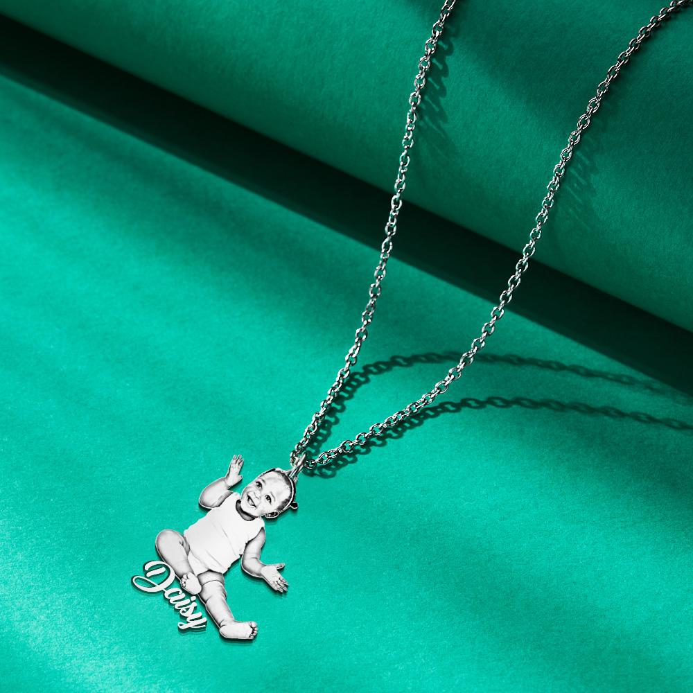 Custom Engravable Photo Tag Necklace Stainless Steel Unique Gifts - soufeeluk
