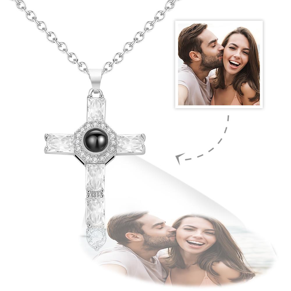 Custom Photo Projection Necklace Cross Commemorative Gifts - soufeeluk