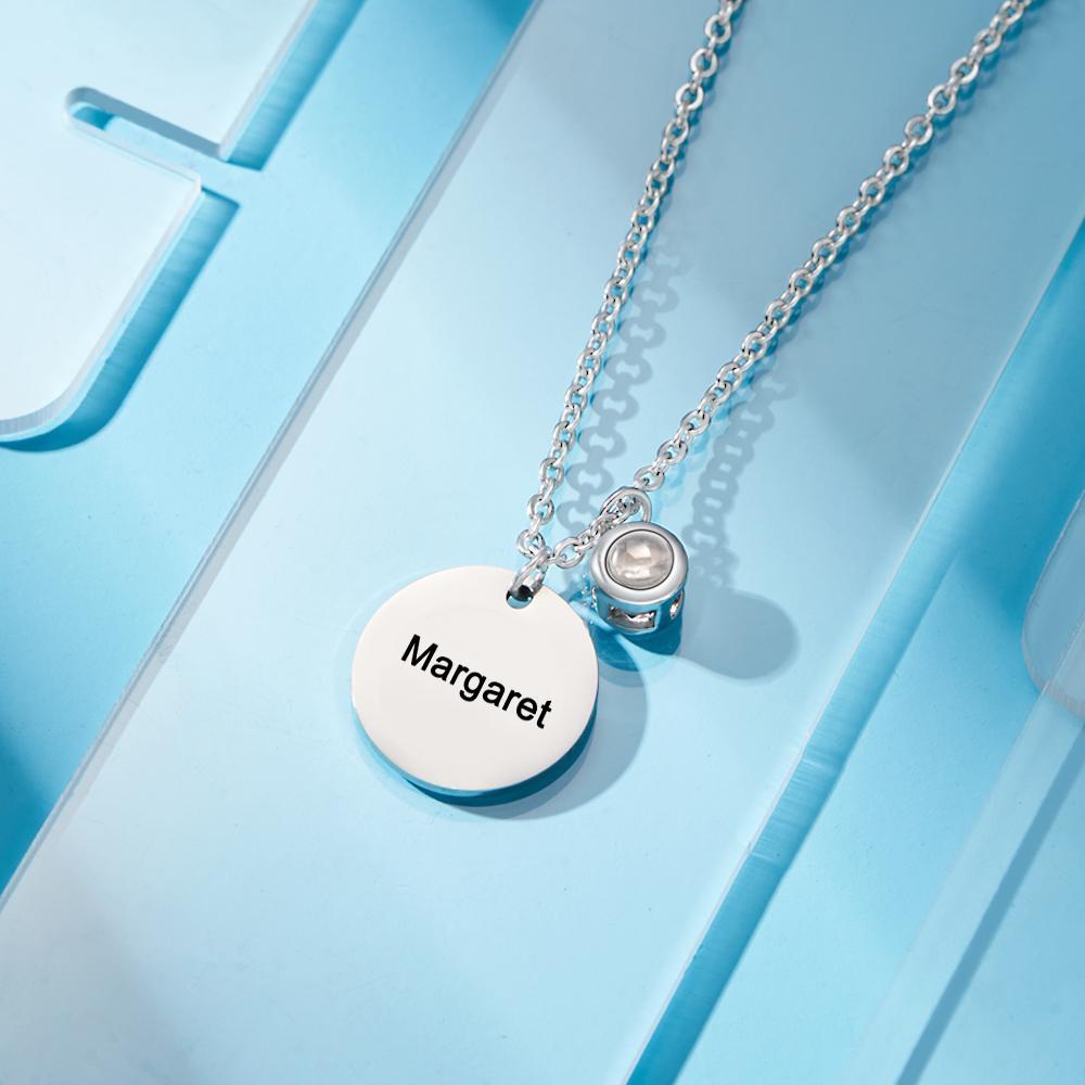 Custom Projection Engraved Necklace Pendant Simple Gifts - soufeeluk