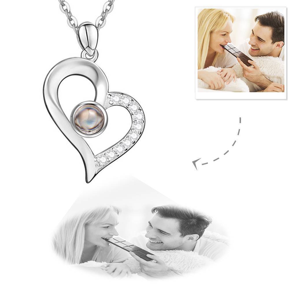 Personalised Projection Photo Necklace Heart Necklace - Silver