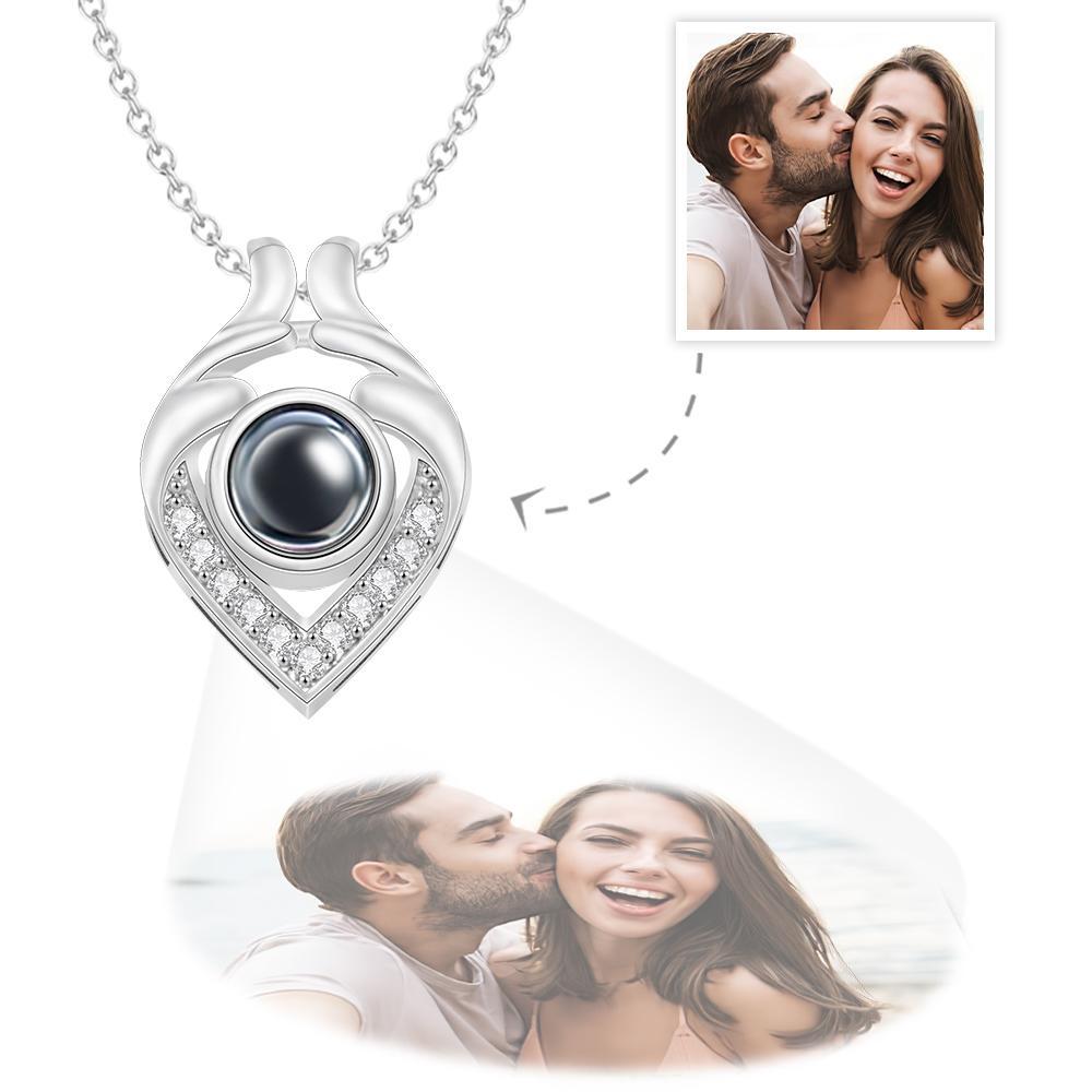 Custom Photo Projection Necklace Personalised Heart Projection Necklace Creative Gift - soufeeluk