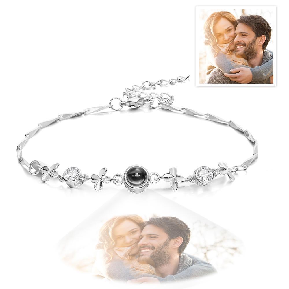 Custom Photo Projection Bracelet Four-leaf Clover Projection Bracelet Gift for Women - soufeeluk