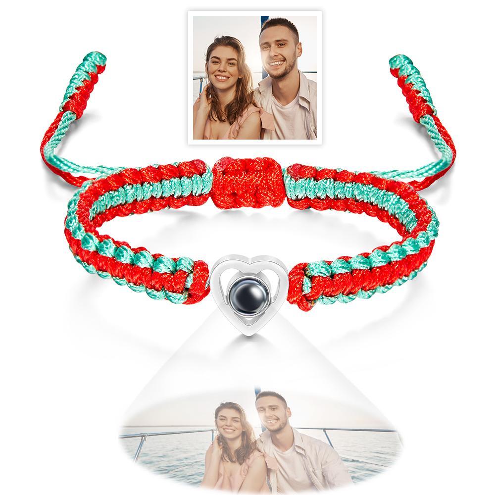Custom Projection Photo Bracelet Weave Heart-shaped Commemorate Gifts - soufeeluk
