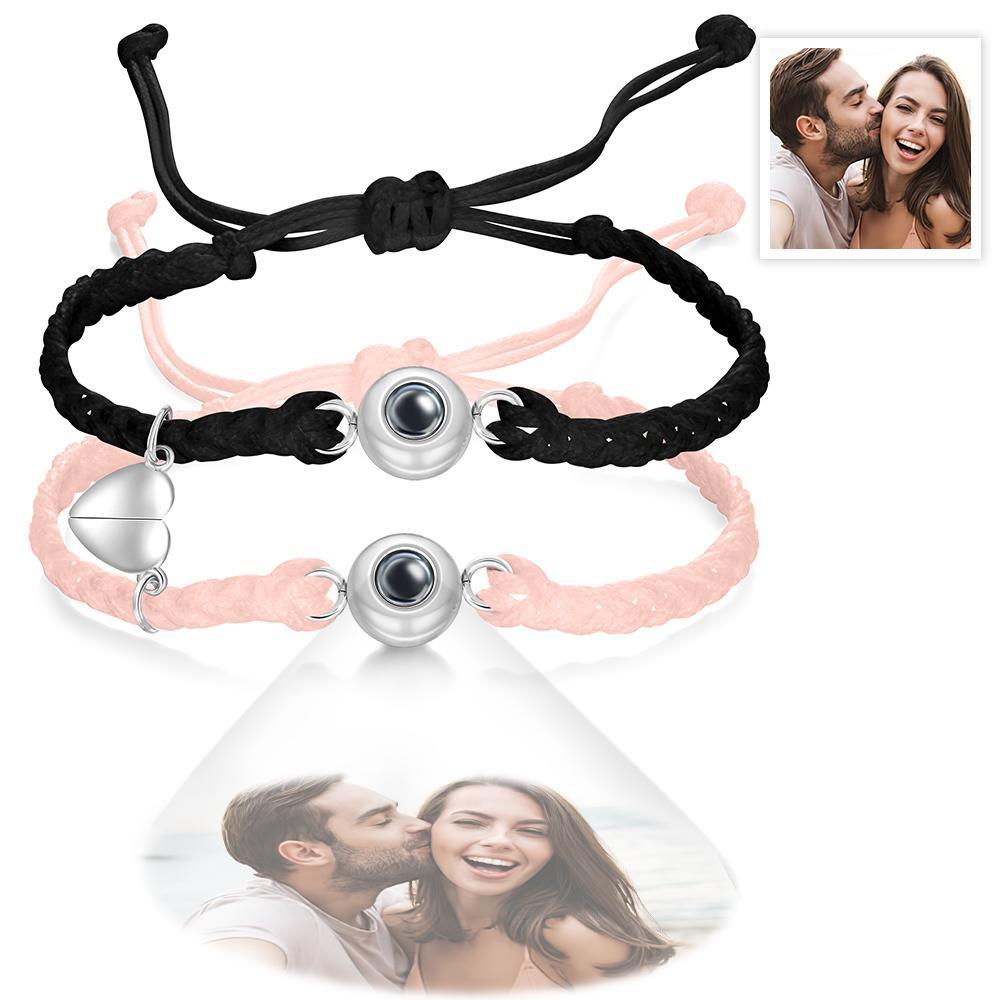 Custom Photo Projection Bracelet Woven Magnetic Bracelet Anniversary Gift - soufeeluk