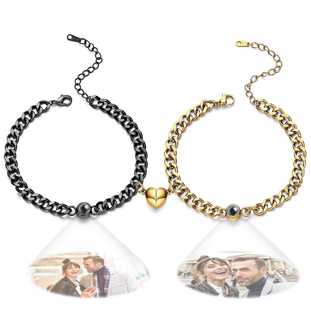 Custom Simple Fashion Chain with Magnet Picture Projection Bracelet