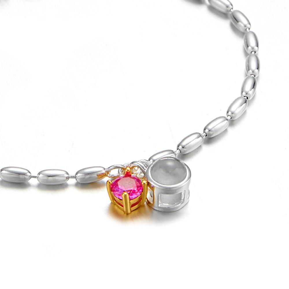 Personalised Projection Photo Bracelet Custom Birthstone Bracelet Memorial Jewellery Birthday Gift Mothers Day Gift