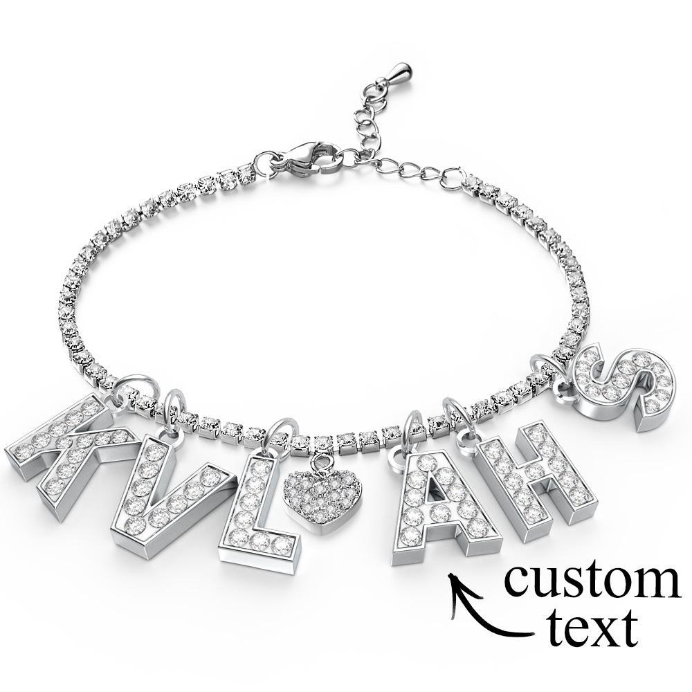 Personalised Sparkle Initial Anklet Custom Name Anklet Adjustable Ankle Chain Gift for Her - soufeeluk