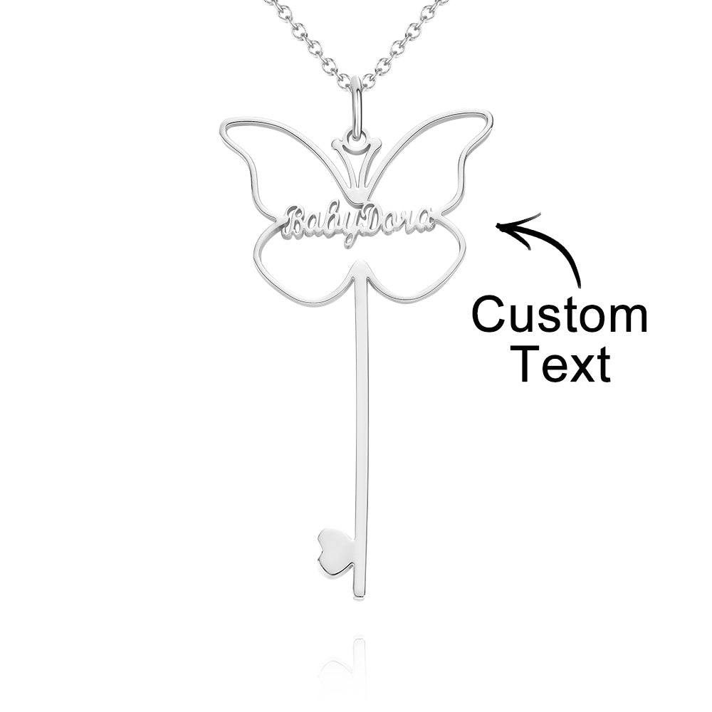 Personalised Butterfly Necklace Custom Name Charming Necklace Gift For Women - soufeeluk