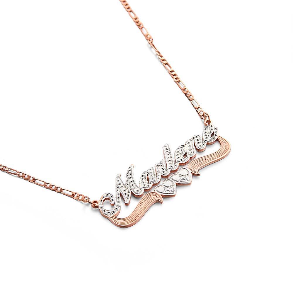 Two-Tone Heart Custom Name Necklace Shine Birthday Gift for You Loved Ones - soufeeluk