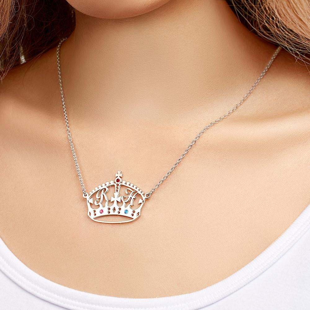 Custom Engraved Diamond Exchange Necklace Tiara Shaped Necklace Gift to Her - soufeeluk