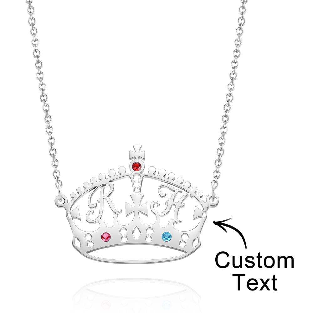 Custom Engraved Diamond Exchange Necklace Tiara Shaped Necklace Gift to Her - soufeeluk