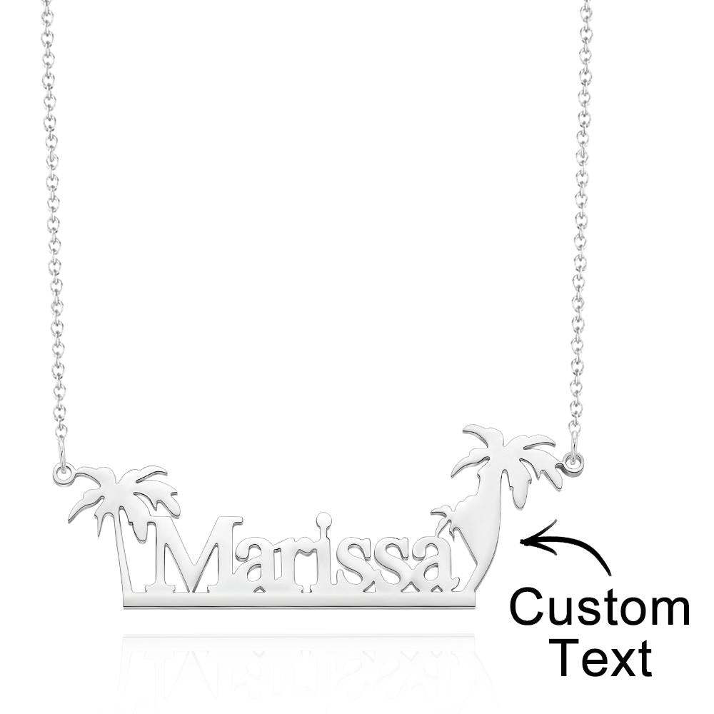 Custom Engraved Necklace Creative Coconut Tree Commemorative Gifts - soufeeluk