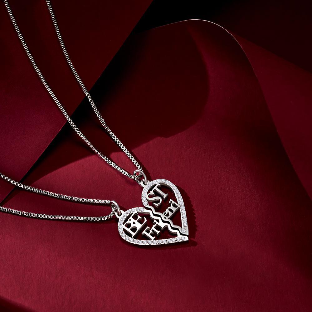 Custom Engraved Necklace Heart Shaped Couple Necklace Gift for Lovers - soufeeluk