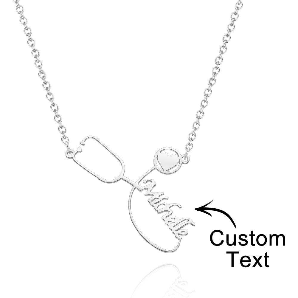 Custom Engraved Necklace Dainty Name Stethoscope Medical Student Gifts - soufeeluk