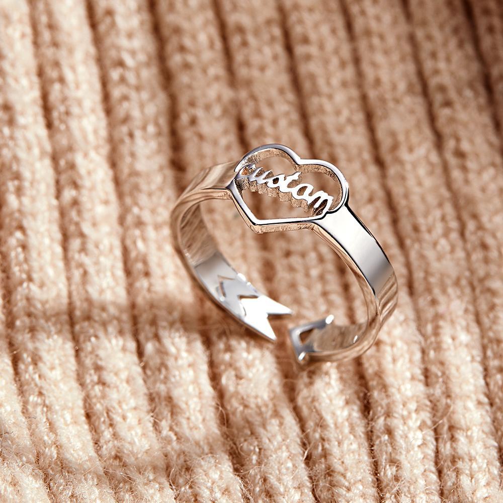 Loving Heart Custom Name Adjustable Ring For Women Girls Engagement Gift - soufeeluk