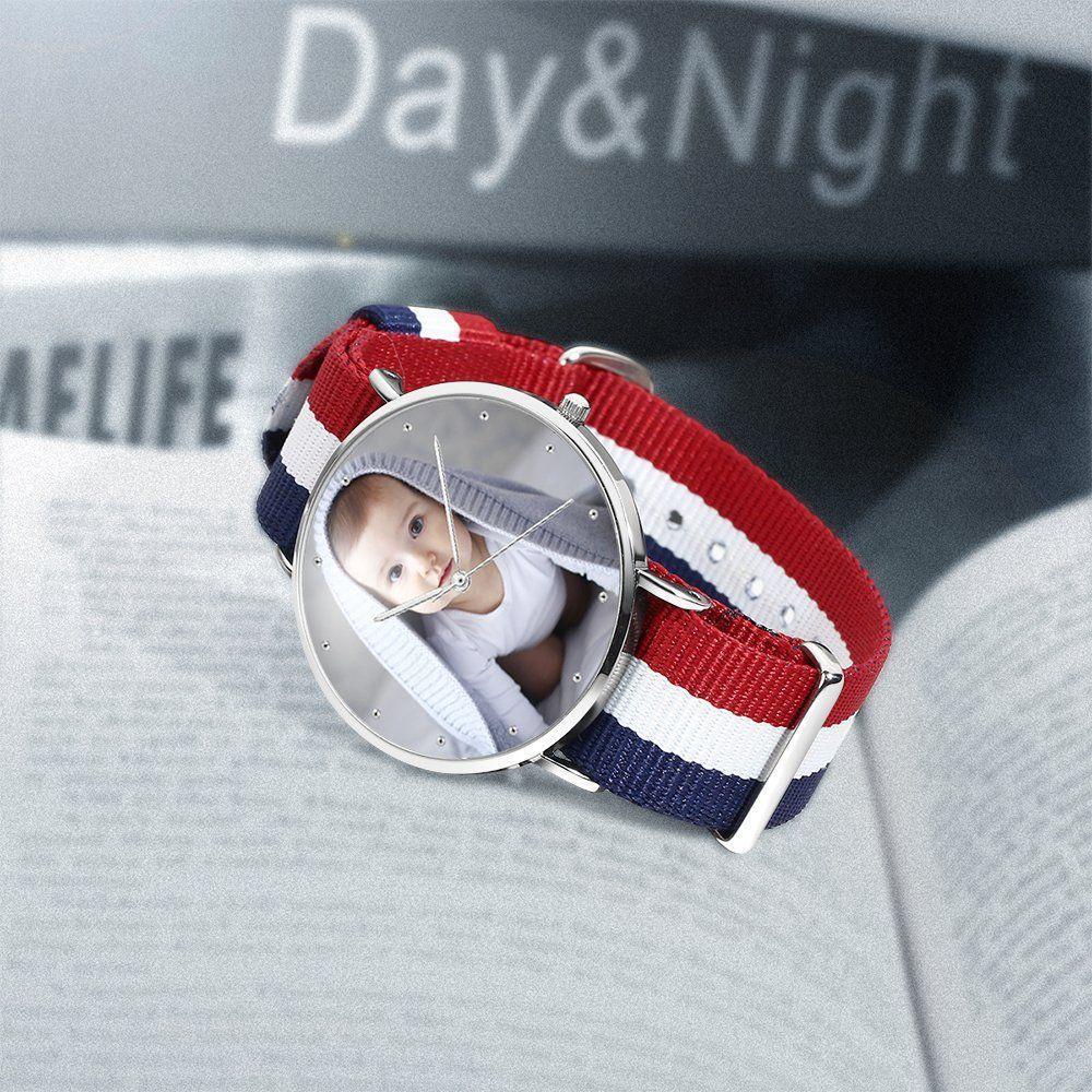Women's Engraved Photo Watch Color Nylon Strap 36mm