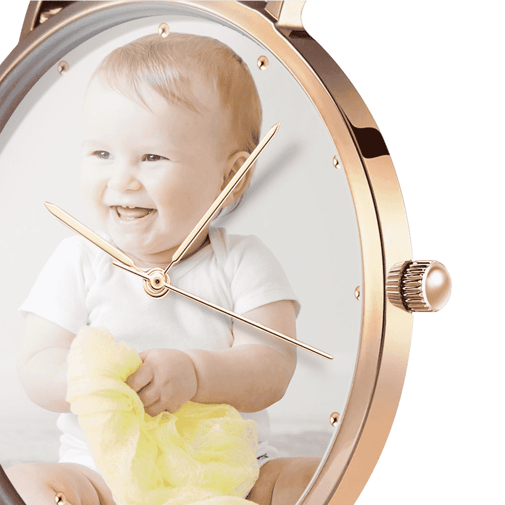 Women's Engraved Rose Goldtone Photo Watch Color Nylon Strap 36mm