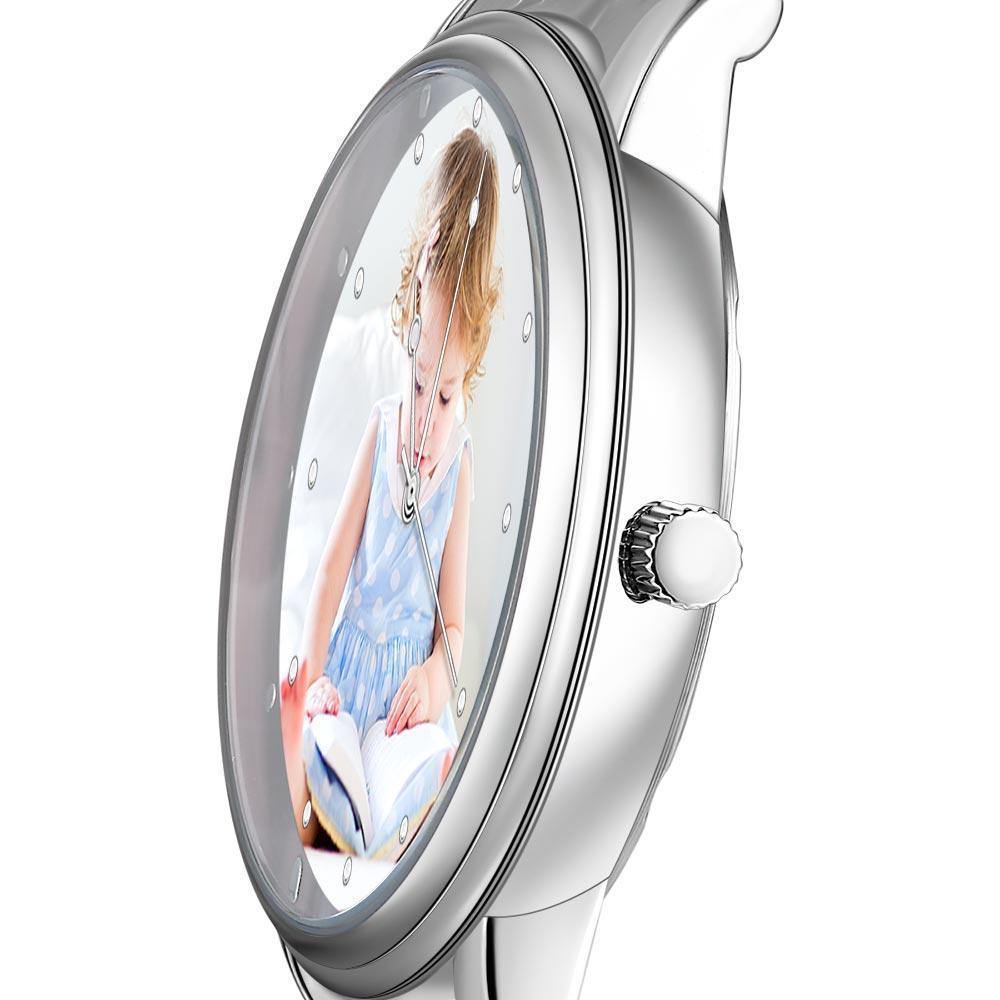 Unisex Engraved Alloy Bracelet Photo Watch 40mm Christmas Gifts - soufeeluk
