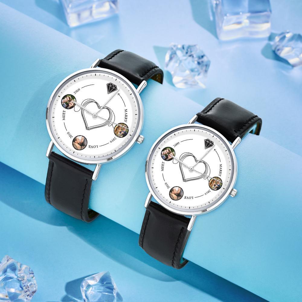 Custom Photo Watch Backward Watch Back In Time Watch Gift for Couple
