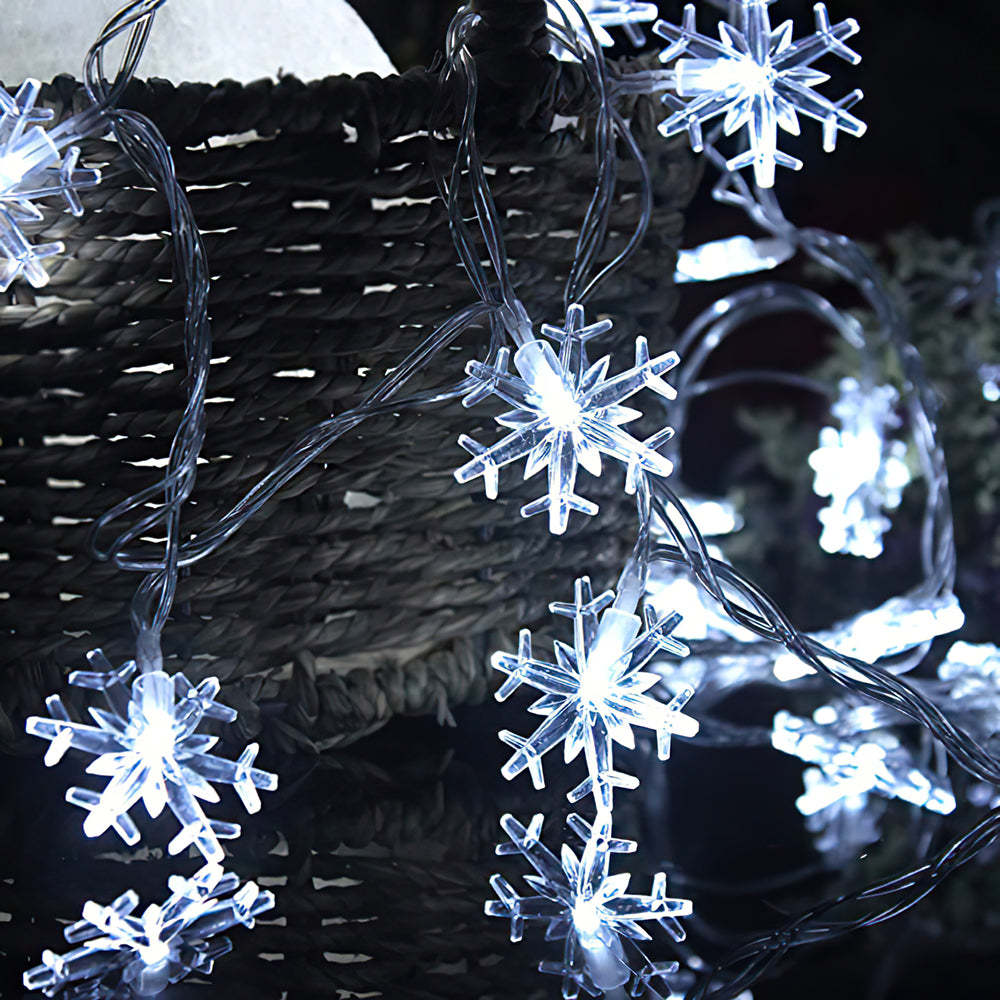 3 Lighting Colors Christmas Snowflake Decoration String Lights with Battery Operated Christmas Hanging Ornaments for Indoor Outdoor Holiday Christmas New Year Party Decorations - soufeeluk