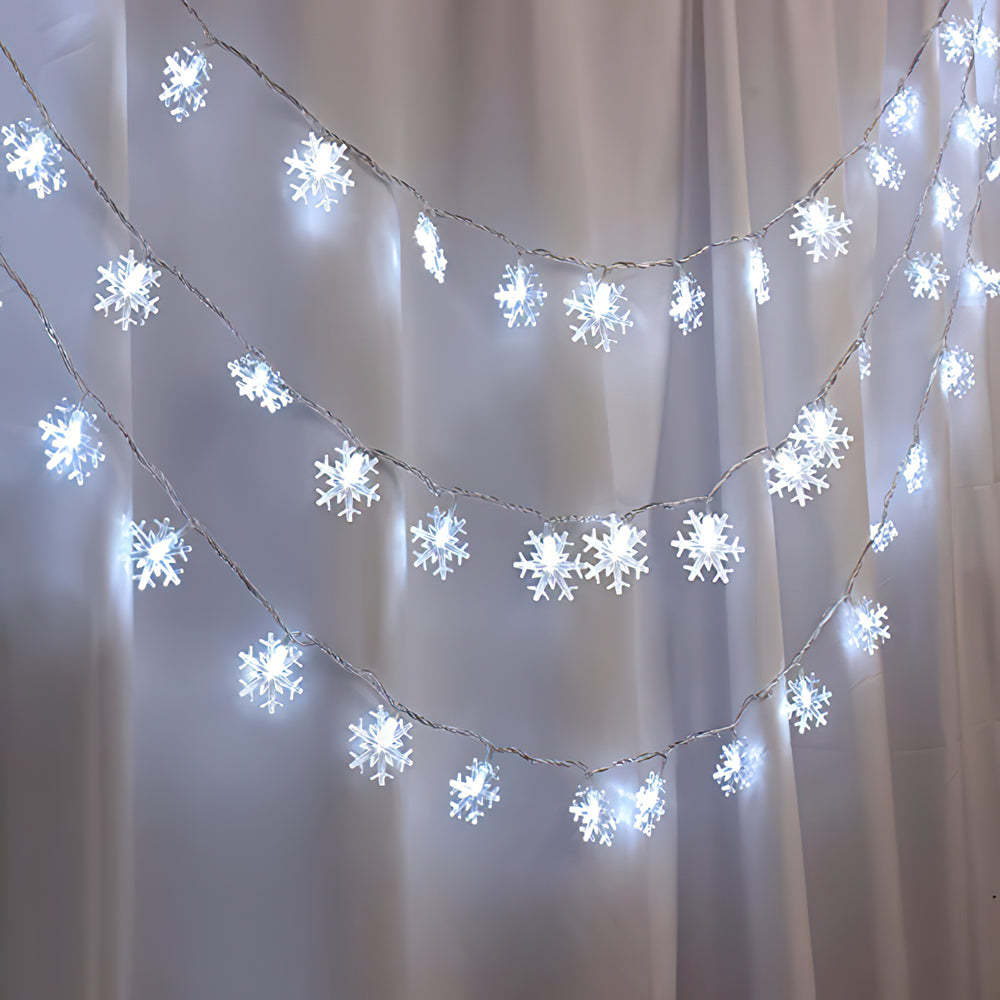 3 Lighting Colors Christmas Snowflake Decoration String Lights with Battery Operated Christmas Hanging Ornaments for Indoor Outdoor Holiday Christmas New Year Party Decorations - soufeeluk