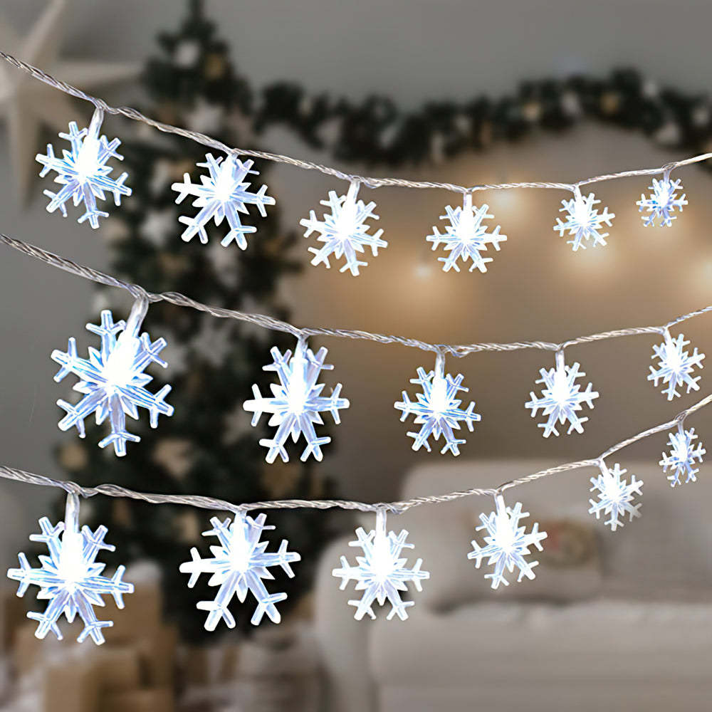 3 Lighting Colors Christmas Snowflake Decoration String Lights with Battery Operated Christmas Hanging Ornaments for Indoor Outdoor Holiday Christmas New Year Party Decorations - soufeeluk