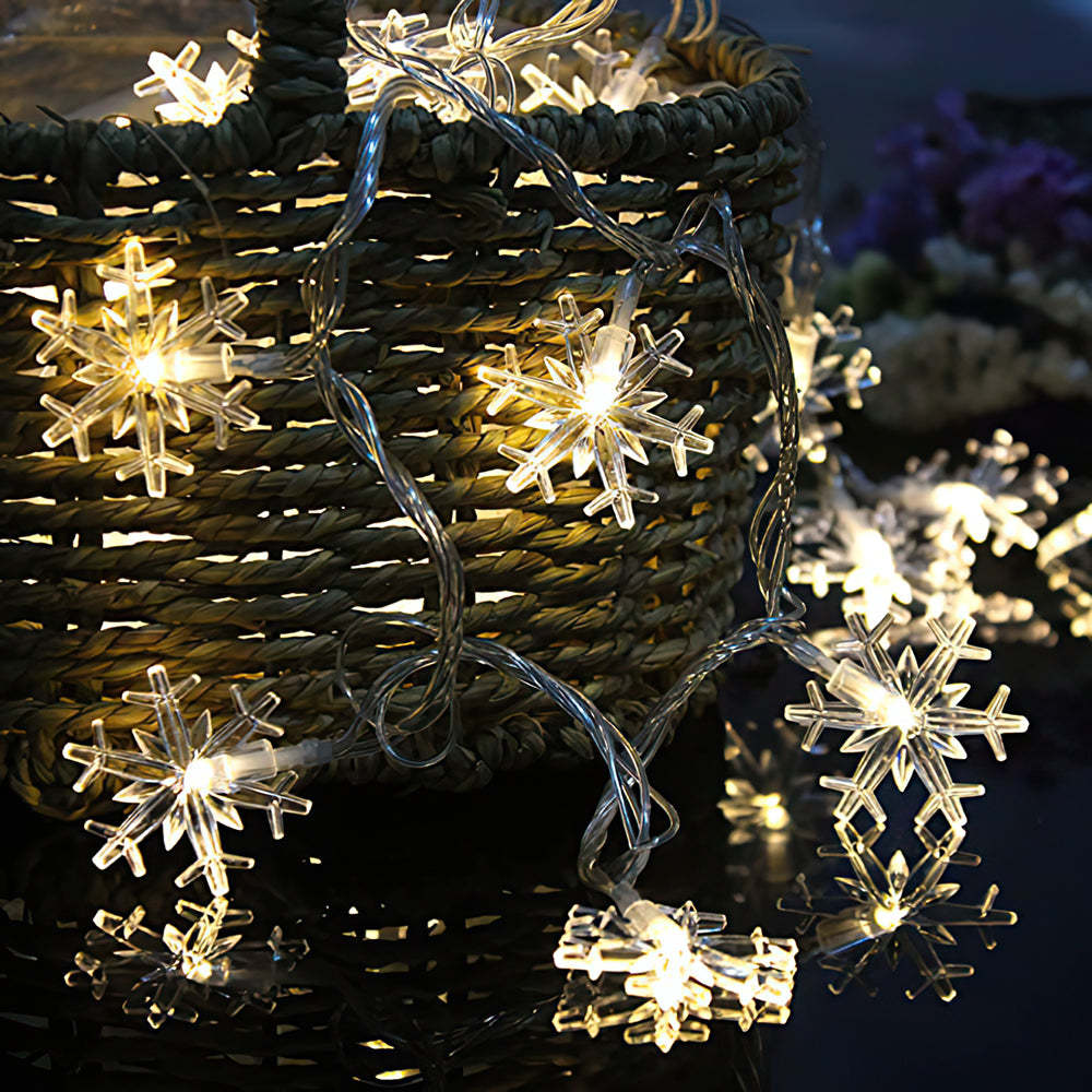 3 Lighting Colors Christmas Snowflake Decoration String Lights with Battery Operated Christmas Hanging Ornaments for Indoor Outdoor Holiday Christmas New Year Party Decorations - soufeeluk