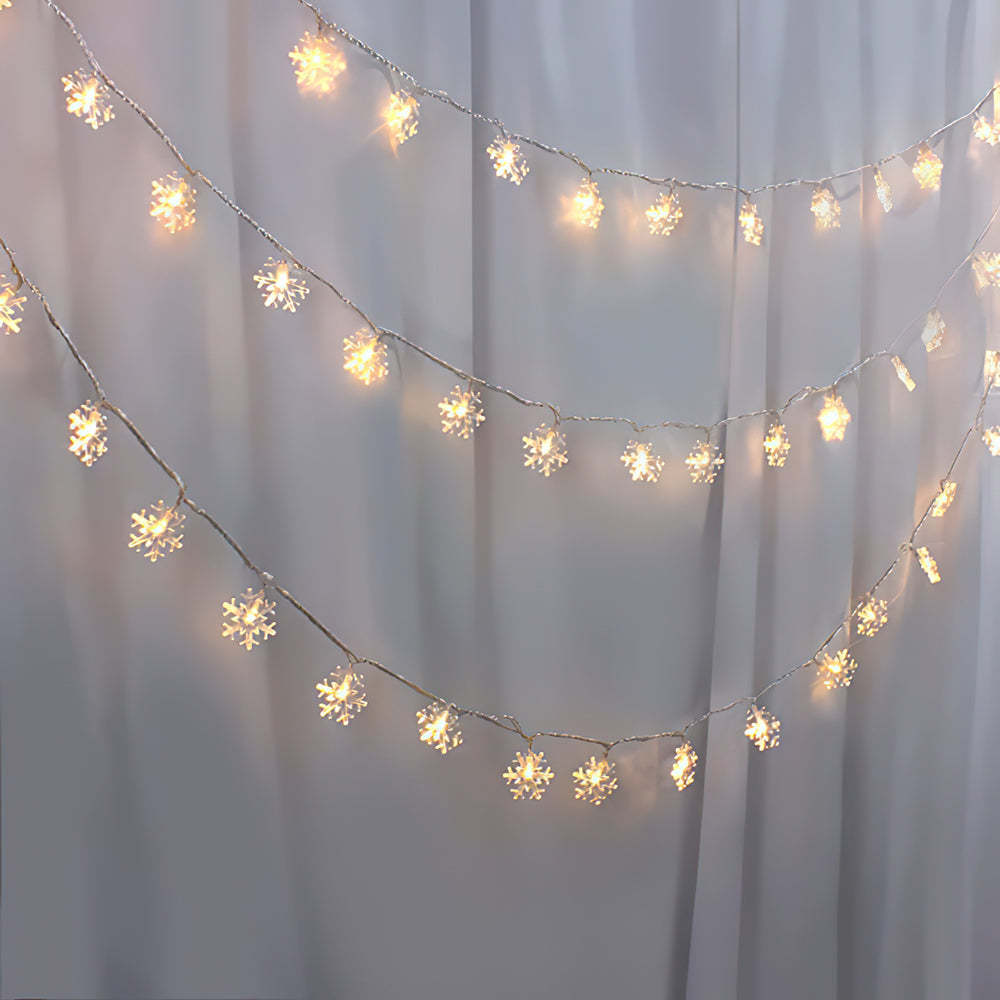 3 Lighting Colors Christmas Snowflake Decoration String Lights with Battery Operated Christmas Hanging Ornaments for Indoor Outdoor Holiday Christmas New Year Party Decorations - soufeeluk