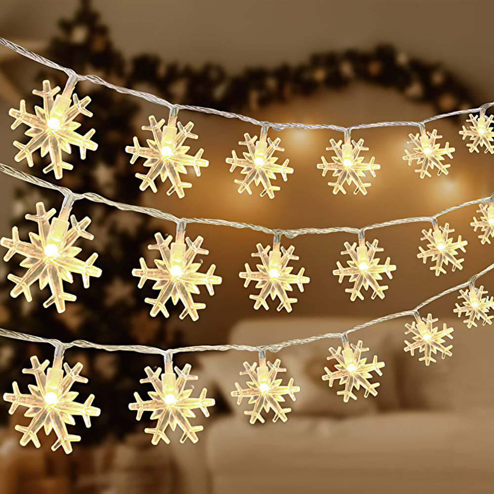 3 Lighting Colors Christmas Snowflake Decoration String Lights with Battery Operated Christmas Hanging Ornaments for Indoor Outdoor Holiday Christmas New Year Party Decorations - soufeeluk