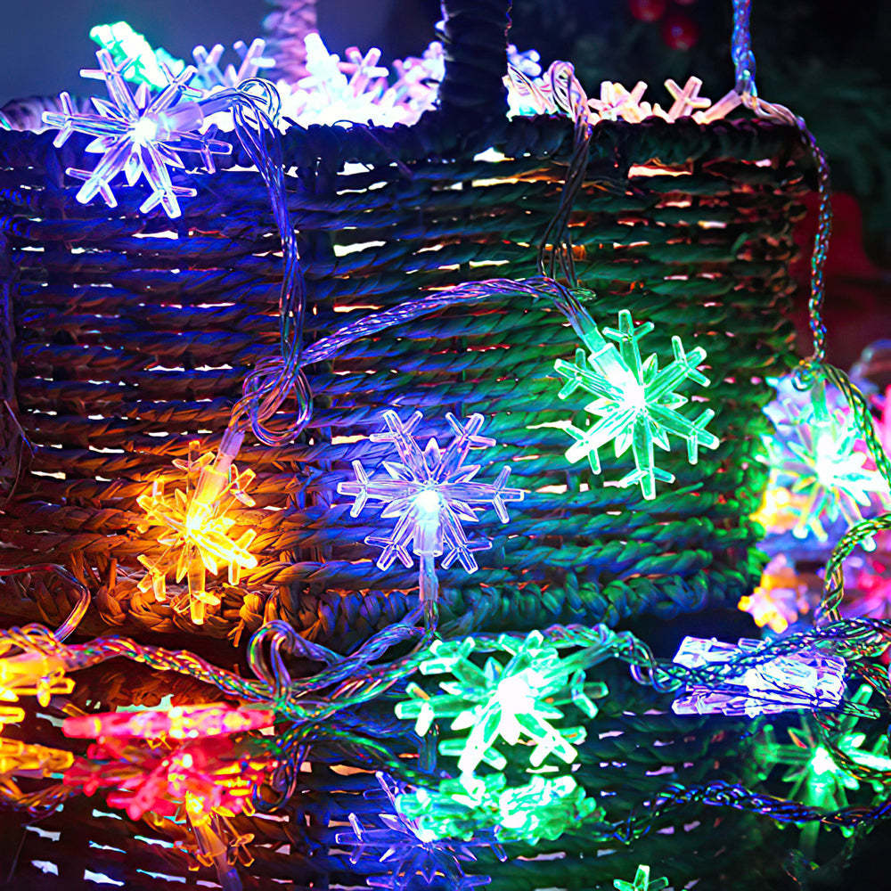 3 Lighting Colors Christmas Snowflake Decoration String Lights with Battery Operated Christmas Hanging Ornaments for Indoor Outdoor Holiday Christmas New Year Party Decorations - soufeeluk