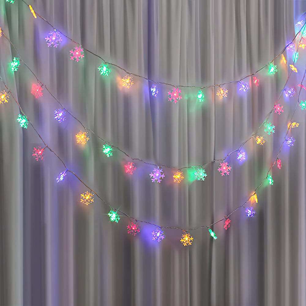 3 Lighting Colors Christmas Snowflake Decoration String Lights with Battery Operated Christmas Hanging Ornaments for Indoor Outdoor Holiday Christmas New Year Party Decorations - soufeeluk