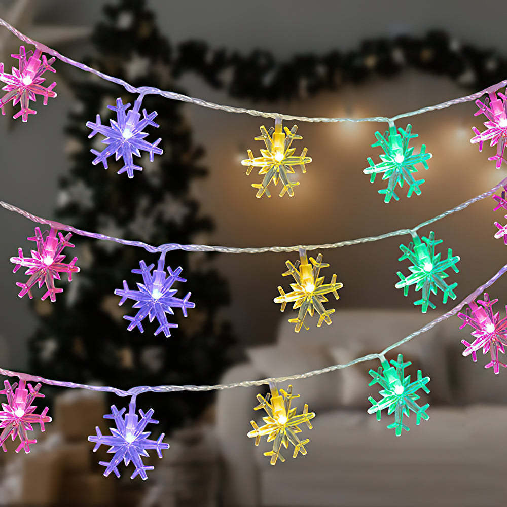 3 Lighting Colors Christmas Snowflake Decoration String Lights with Battery Operated Christmas Hanging Ornaments for Indoor Outdoor Holiday Christmas New Year Party Decorations - soufeeluk