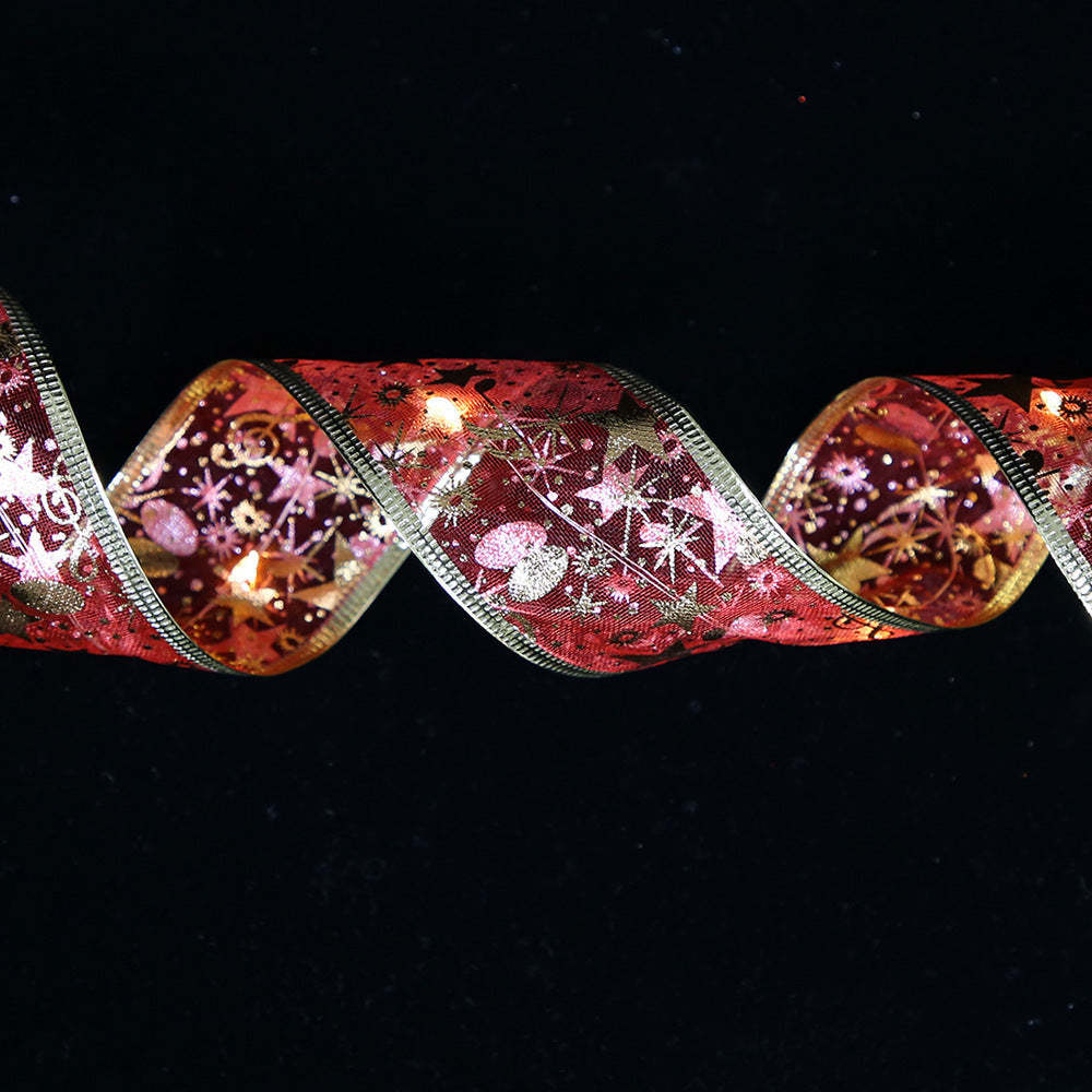 Christmas Fairy Lights Xmas Tree Ribbon Lights Copper Wire Ribbon Bows Lights for Holiday Party Decoration - soufeeluk