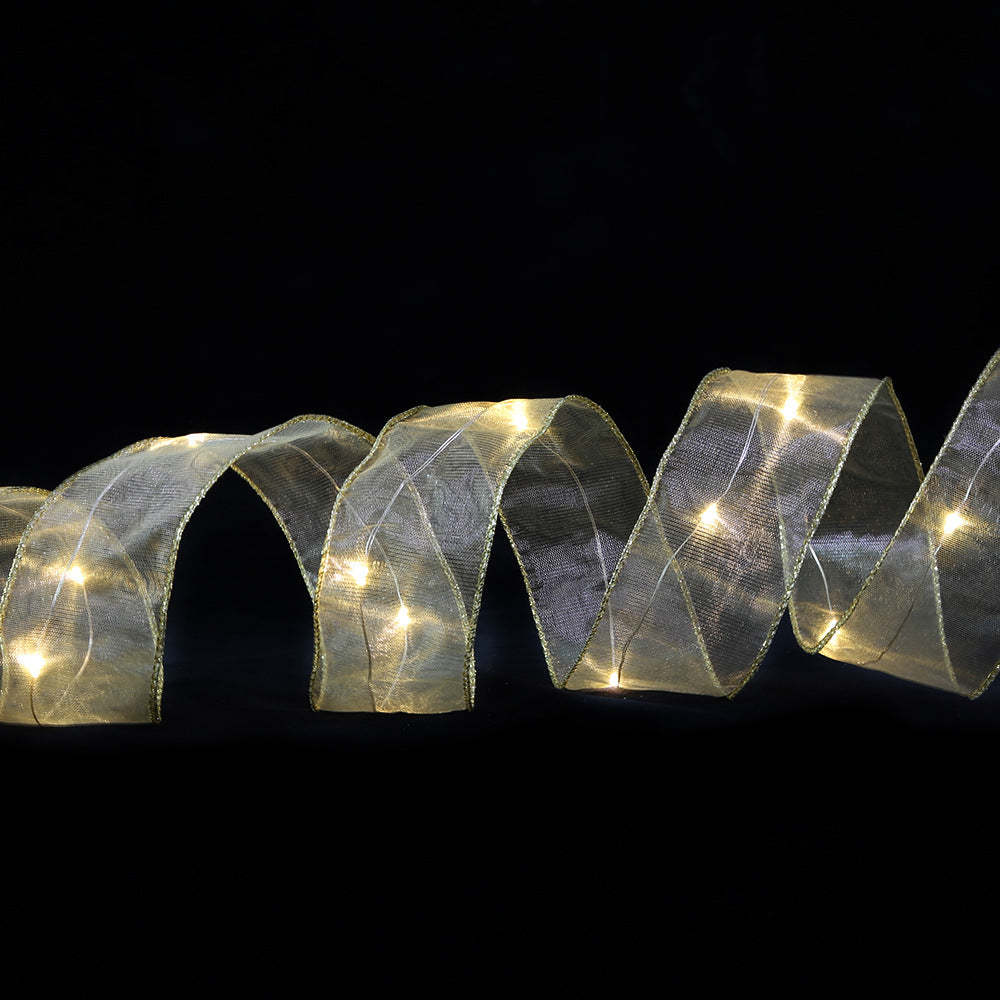 Christmas Ribbon Lights Copper Wire Ribbon Bows Lights for Holiday Party Decoration - soufeeluk
