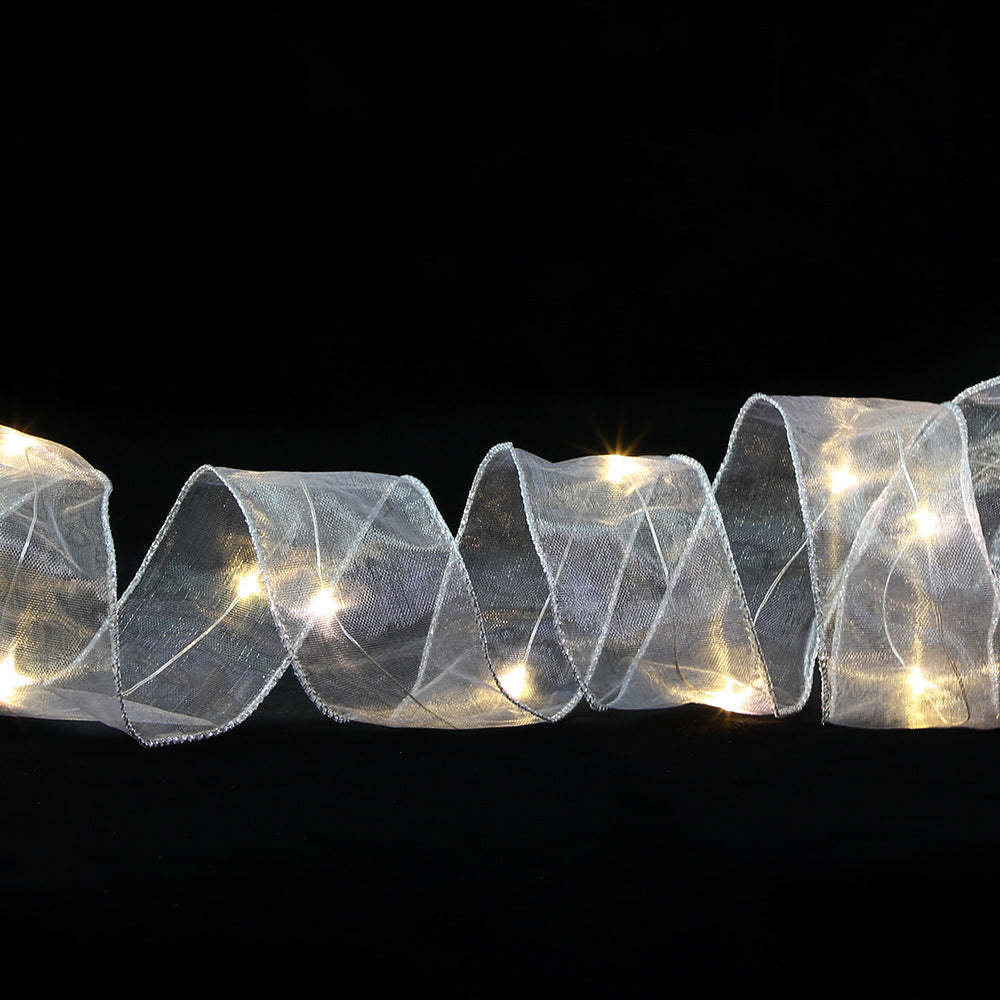 Christmas Ribbon Lights Copper Wire Ribbon Bows Lights for Holiday Party Decoration - soufeeluk