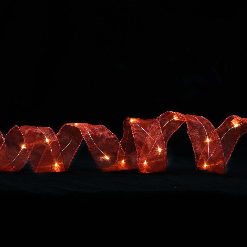 Christmas Ribbon Lights Copper Wire Ribbon Bows Lights for Holiday Party Decoration - soufeeluk