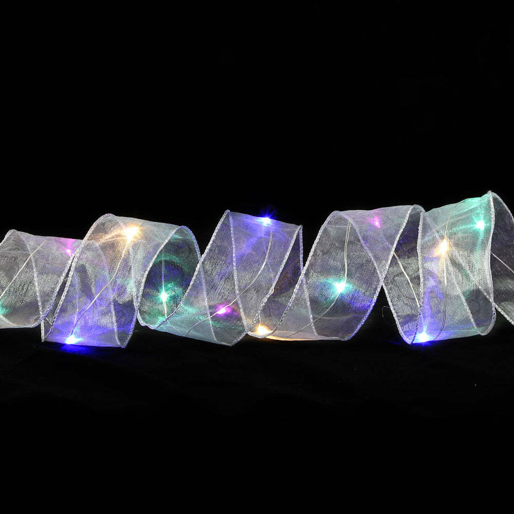Christmas Ribbon Lights Copper Wire Ribbon Bows Lights for Holiday Party Decoration - soufeeluk