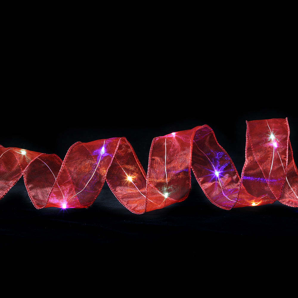 Christmas Ribbon Lights Copper Wire Ribbon Bows Lights for Holiday Party Decoration - soufeeluk