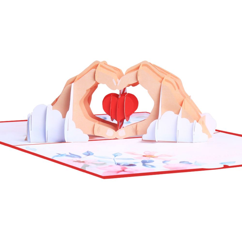 3D Creative Valentine's Day Pop Up Card Love In Hand Palm Pop Up Greeting Card - soufeeluk