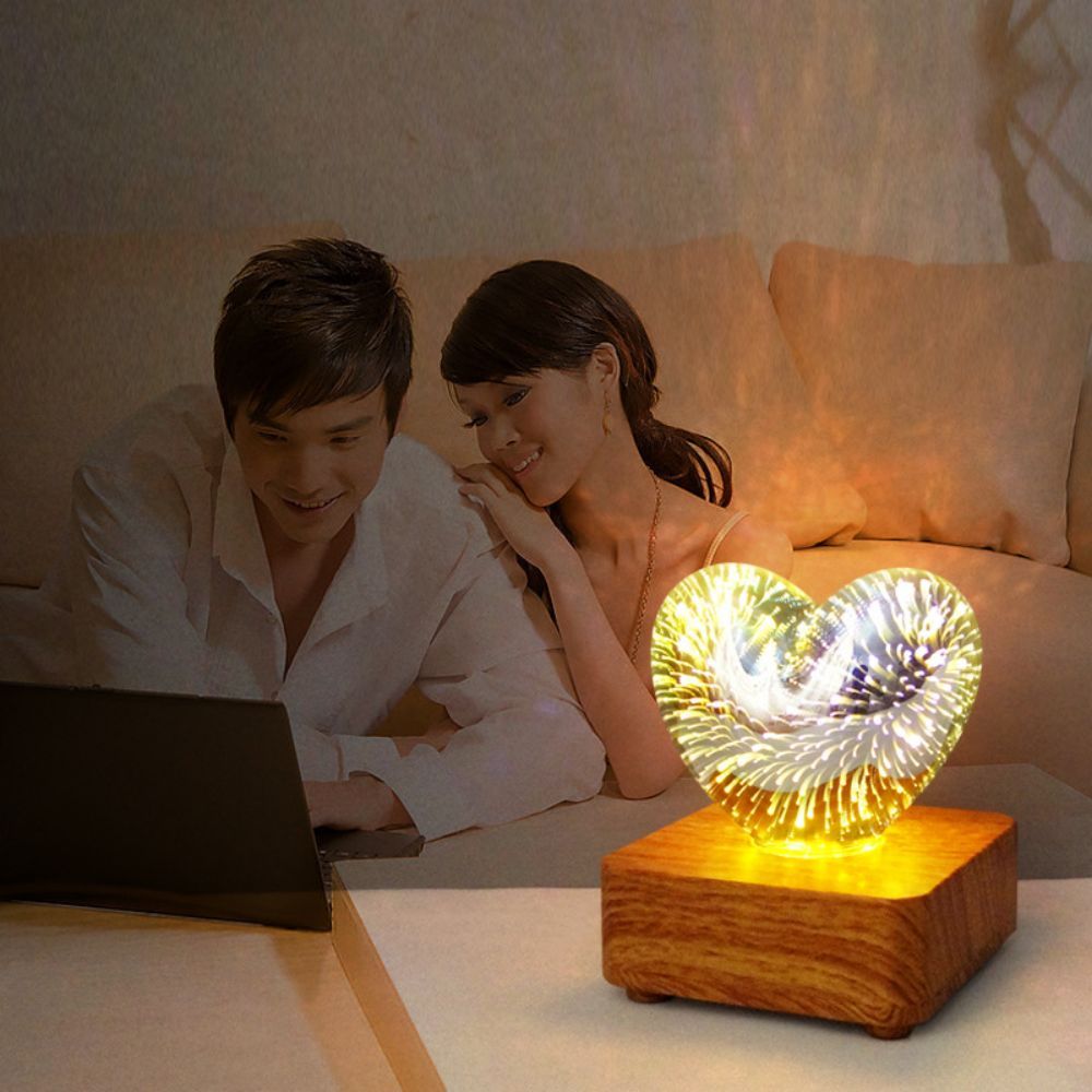 3D Firework Heart Night Light Colorful Heart Decor Light Gift - soufeeluk