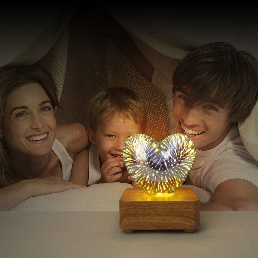 3D Firework Heart Night Light Colorful Heart Decor Light Gift - soufeeluk