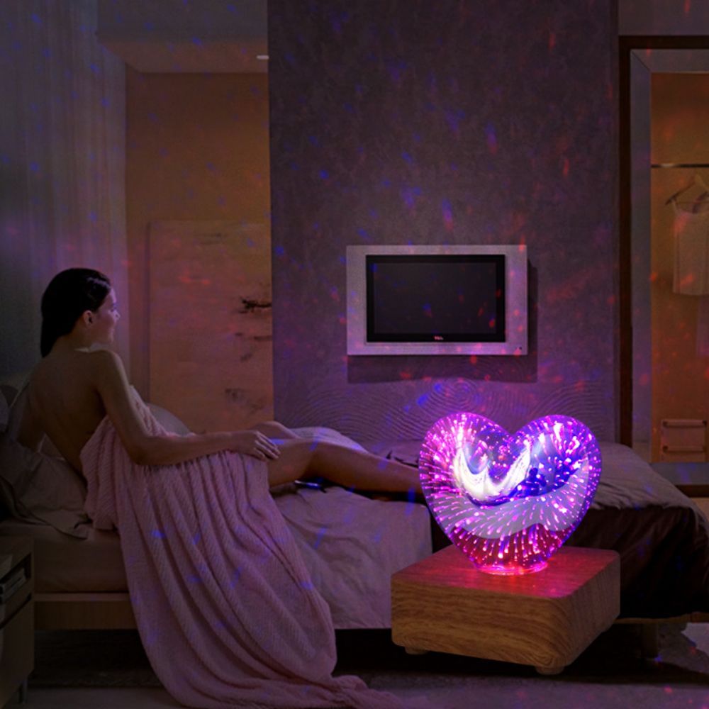 3D Firework Heart Night Light Colorful Heart Decor Light Gift - soufeeluk