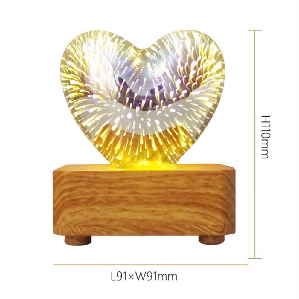 3D Firework Heart Night Light Colorful Heart Decor Light Gift - soufeeluk